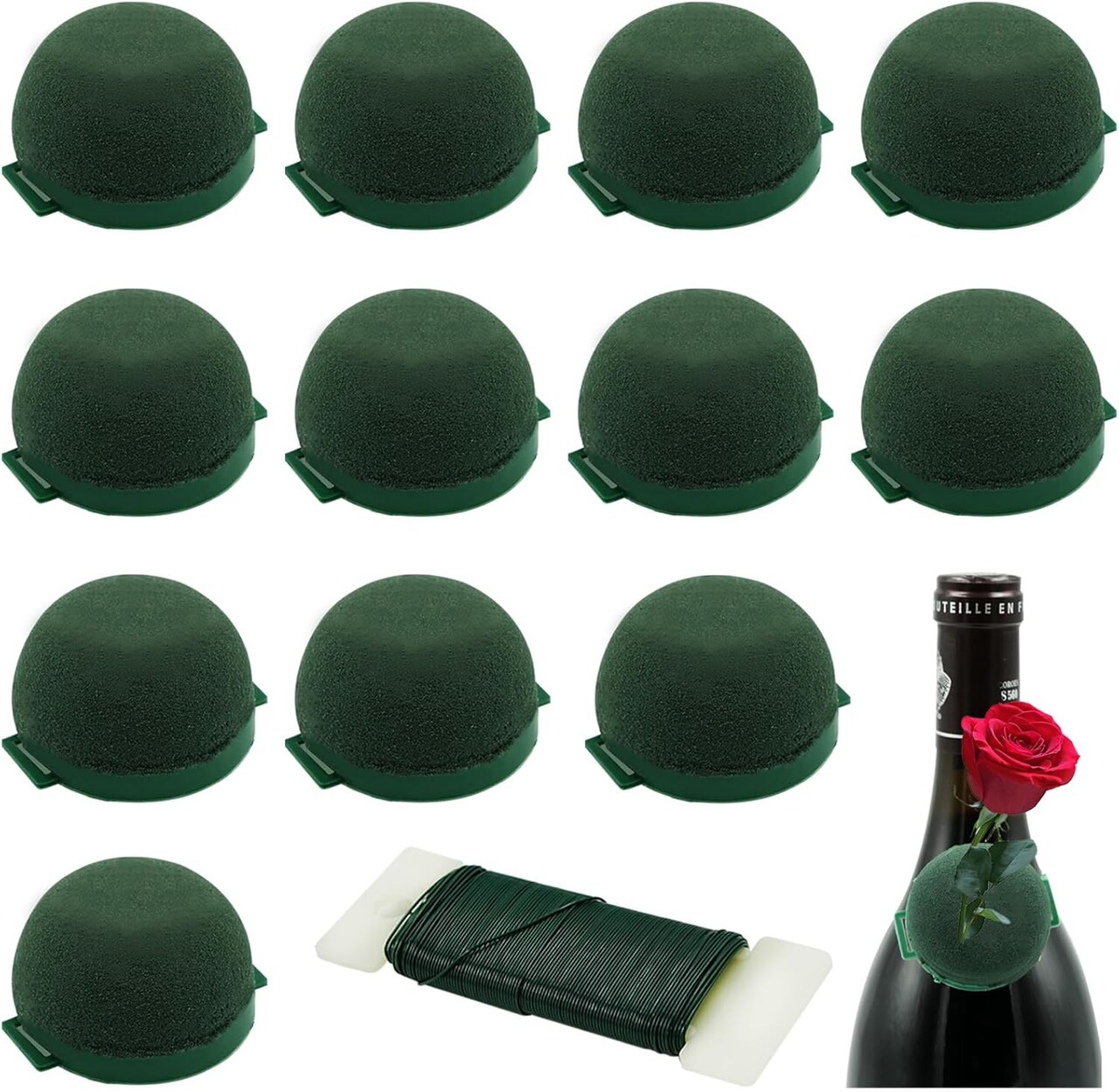 12Pcs Floral Foam, Green Round Mini Flower Foam Holder Flower Arrangements Supplies
